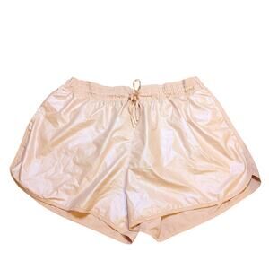 Avia Size XL Peakly Pink Iridescent Running Shorts Built in Undies Pockets Tie
